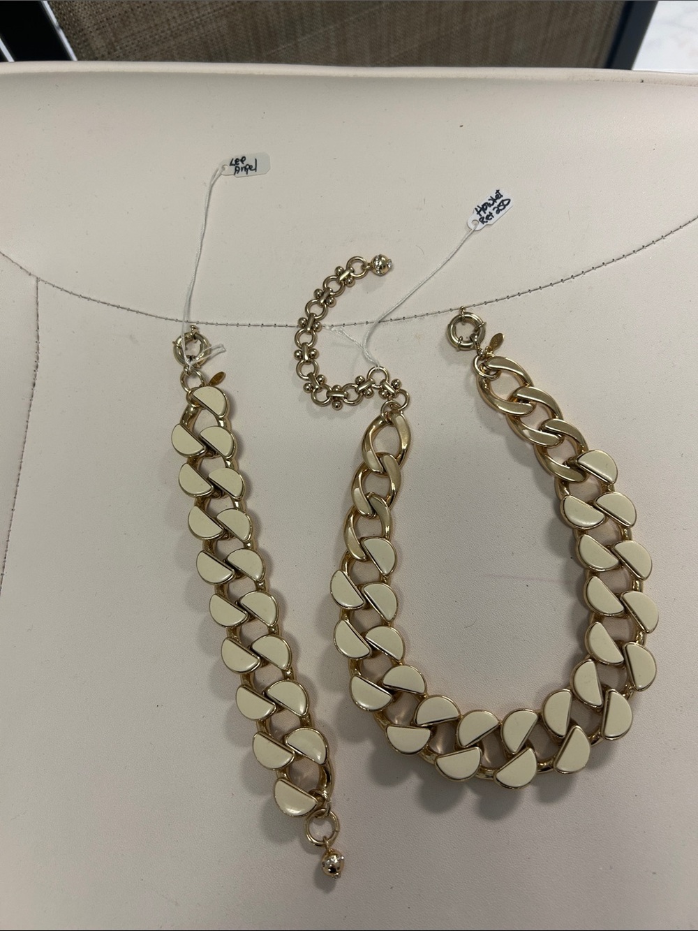 Gold and Cream Link Bracelet Set by LEE ANGEL